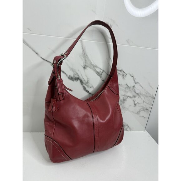 Vintage Y2K Coach F10280 Hamilton Leather Hobo Bag Red V Rare - Picture 3 of 15